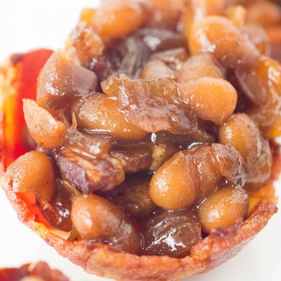 Baked Beans in Mini Bacon Cups