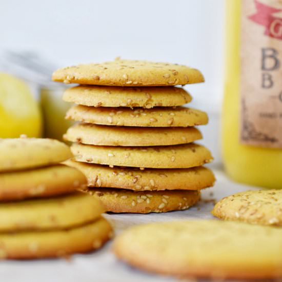 Lemon Sesame Shortbread Cookies