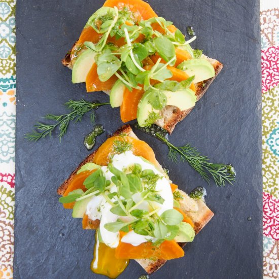 Golden Beet & Avocado Toasts