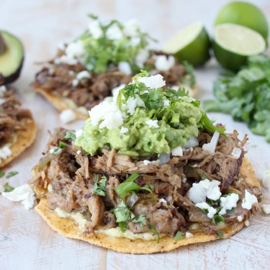 Slow Cooker Carnitas Tostadas