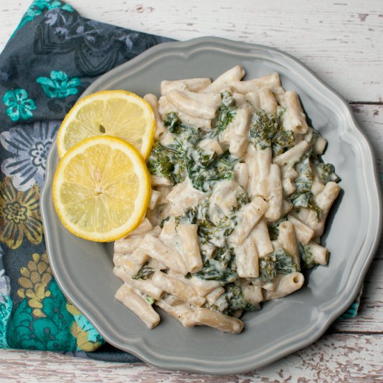 Kale Pasta with Lemon and Ricotta