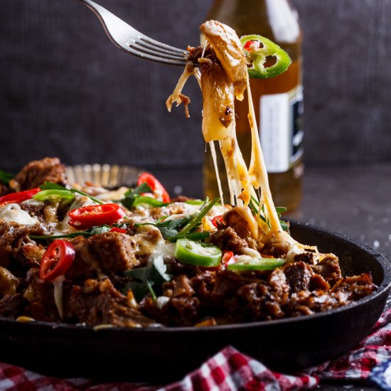 Pulled pork loaded fries