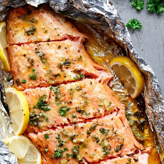 Honey Garlic Butter Salmon In Foil