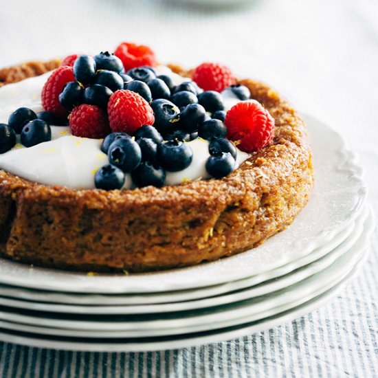 Lemon Almond Torte with berries