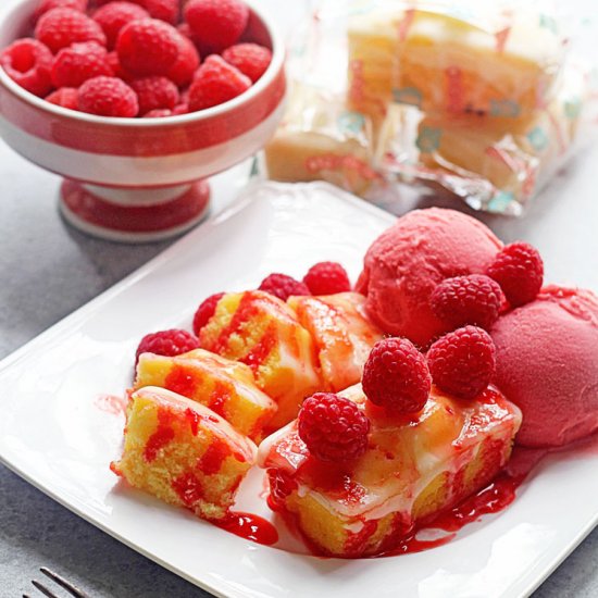 Lemon Raspberry Poke Cake