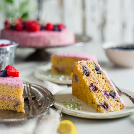 Paleo Blueberry Raspberry Cake