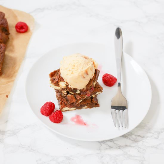 Raspberry & White Chocolate Blondie