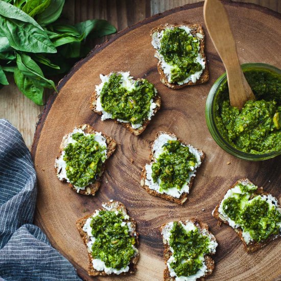 Green Goddess Pesto/Goat Cheese