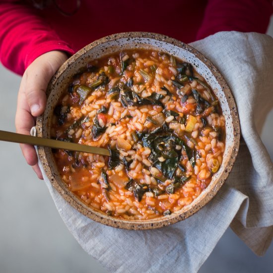 Spanakorizo (Spinach & Rice Pilaf)