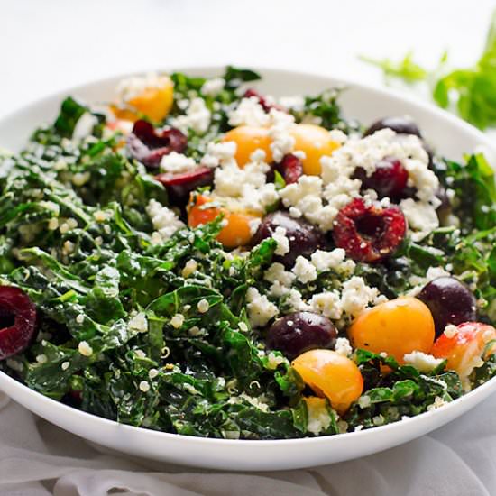 Sweet Cherry Shredded Kale Salad