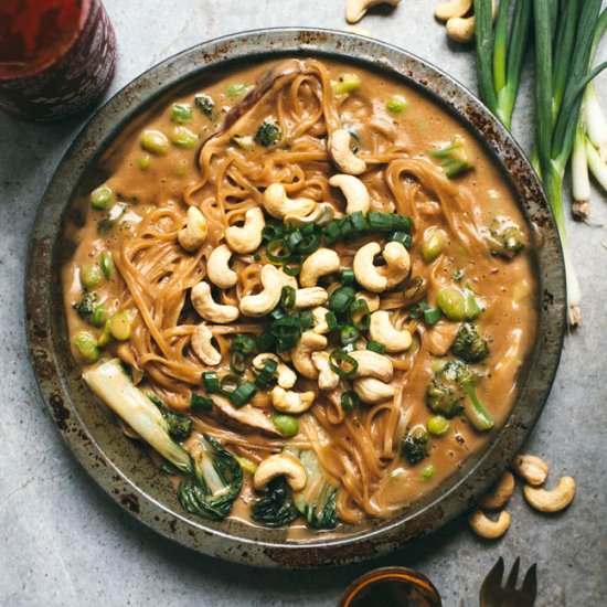 Creamy Cashew Veggie Noodle Bowl