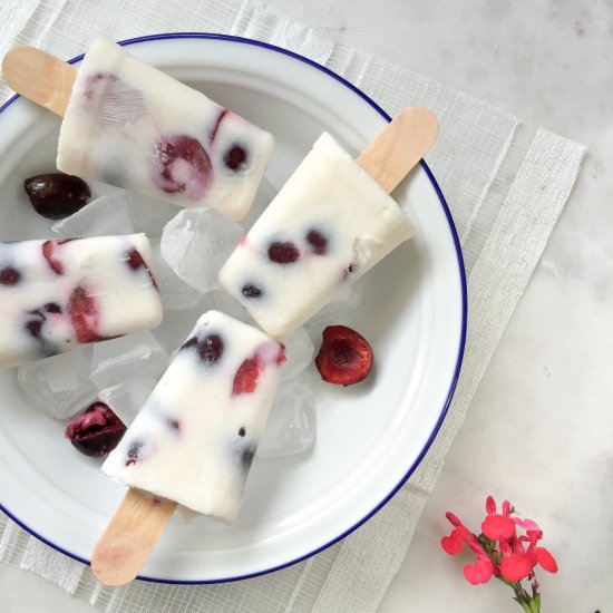 Cherry yogurt popsicles