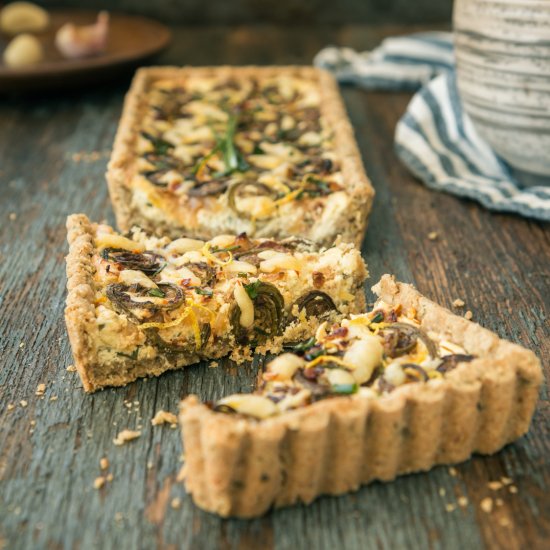 Fiddlehead Tart with Oat Crust