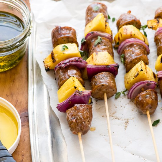 Grilled Sausage Pineapple Skewers