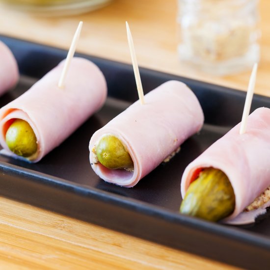 Ham Wrapped Cornichons