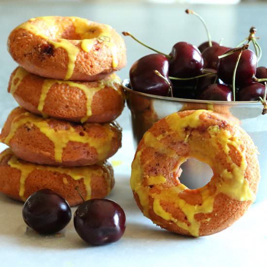 Sweet Cherry Donuts with Lemon Glaze