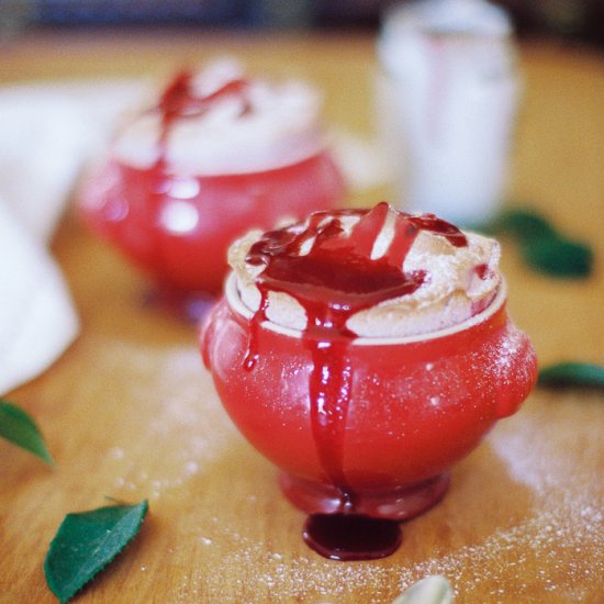 Cherry Souffle with Cherry Coulis