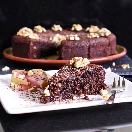 Chocolate, Pear & Walnut Torte