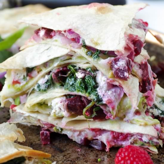 Raspberry + Goat Cheese Quesadilla