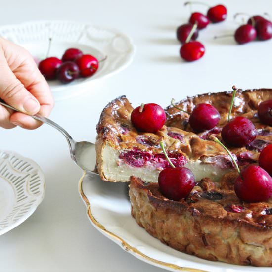 Cherry and vanilla flan