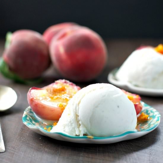 Roasted White Peaches & Honeycomb