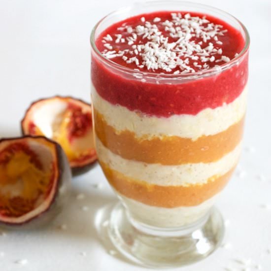 Mango, Papaya & Raspberry Parfait