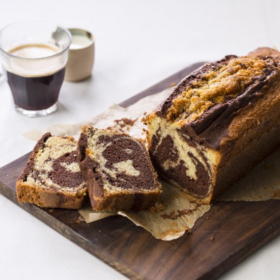 Chocolate and vanilla marble cake