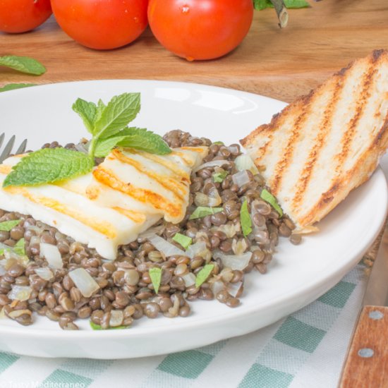 Beluga Lentils with Halloumi & Mint