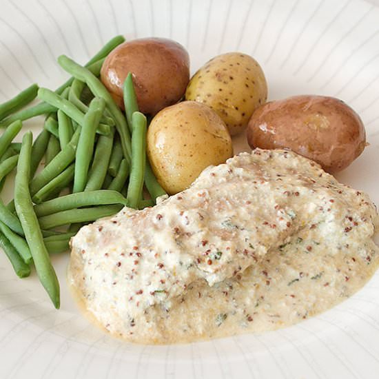 Pork Escalope in Herb-Mustard Sauce