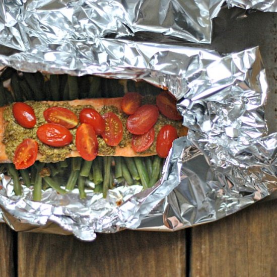 Pesto Salmon and Italian Vegetables