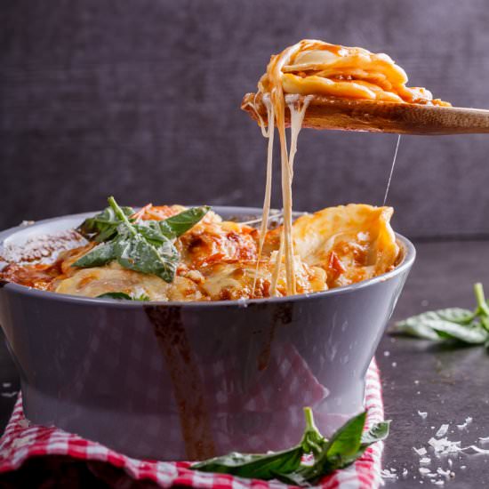 Cheese & Tomato Baked Ravioli