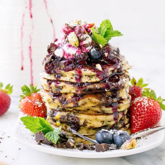 Chocolate and Pistachio Pancakes