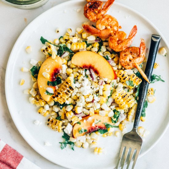 Nectarine and Corn Salad w/ Shrimp