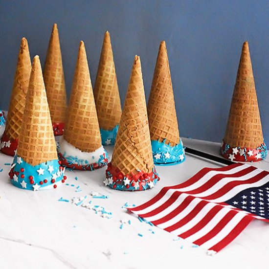 Patriotic Dipped Ice Cream Cones