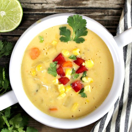 Vegan Potato, Leek & Corn Chowder