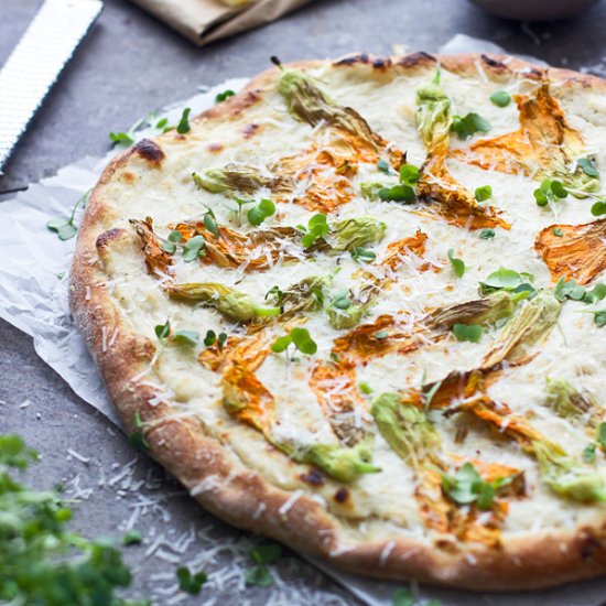 Zucchini Flower Pizza