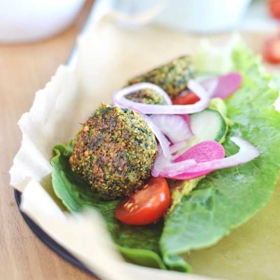 Baked Falafel Lettuce Wraps