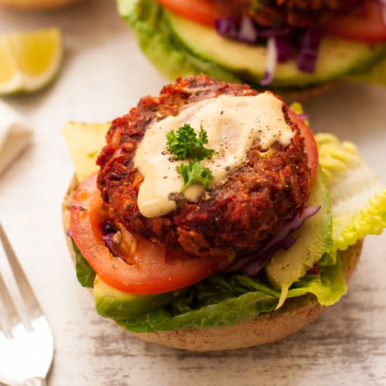 Veggie Burger with Mustard Dressing