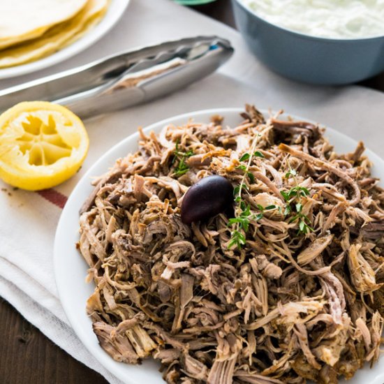 Slow Cooker Pulled Pork Gyros