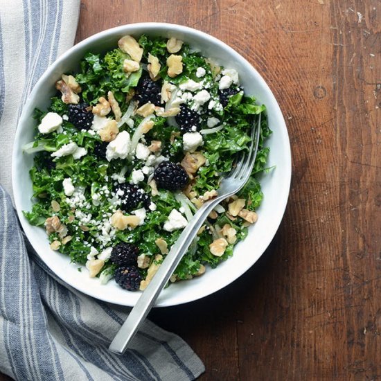 Blackberry Walnut Kale Salad