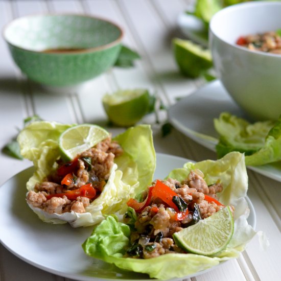 Thai Basil Chicken Lettuce Wraps