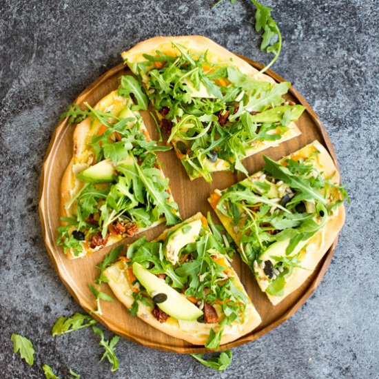 15 Minute Hummus Salad Pizza