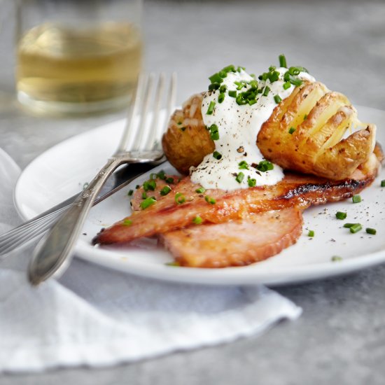 Glazed Gammon w/ Hasselback Potato