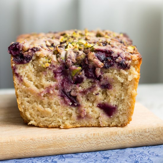 Eggless Cherry and Pistachio Bread