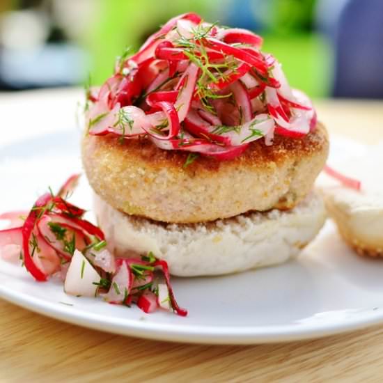 Salmon Amaranth Burgers with Radish