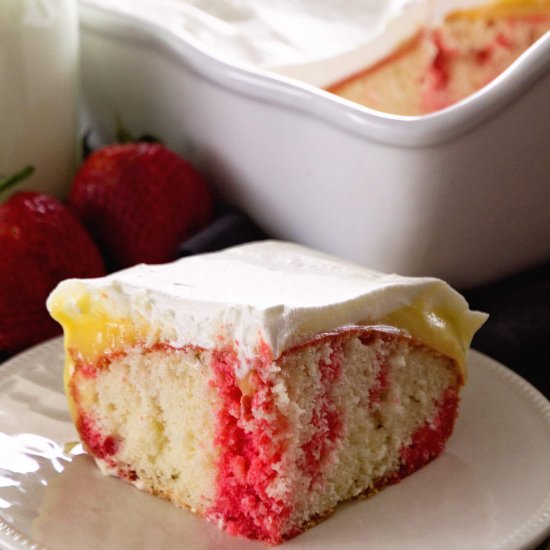 Strawberry Vanilla Poke Cake