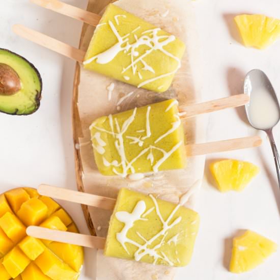 Vegan Tropical Avocado Popsicles