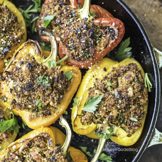 Tempeh & quinoa stuffed peppers