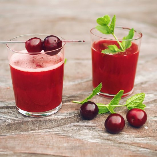 Homemade Cherry Mint Ice Tea