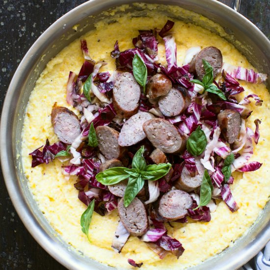 Baked Polenta with Grilled Brats